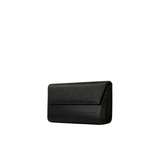Black Textured Faux Leather Flap Handbag