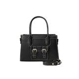 Black Faux Leather Structured Handbag