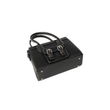 Black Faux Leather Structured Handbag