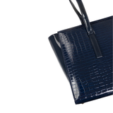 Navy Croc Texture Tote Bag