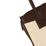 Brown Textured Panel Tote Bag