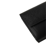 Black Textured Faux Leather Flap Handbag