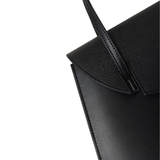 Black Structured Faux Leather Tote Bag