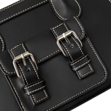 Black Faux Leather Structured Handbag