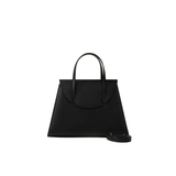 Black Structured Faux Leather Tote Bag
