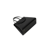 Black Structured Faux Leather Tote Bag