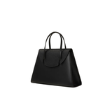 Black Structured Faux Leather Tote Bag